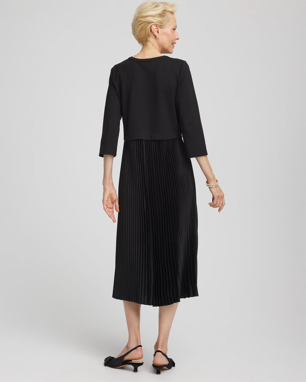 Satin-Knit Pleated Maxi Dress