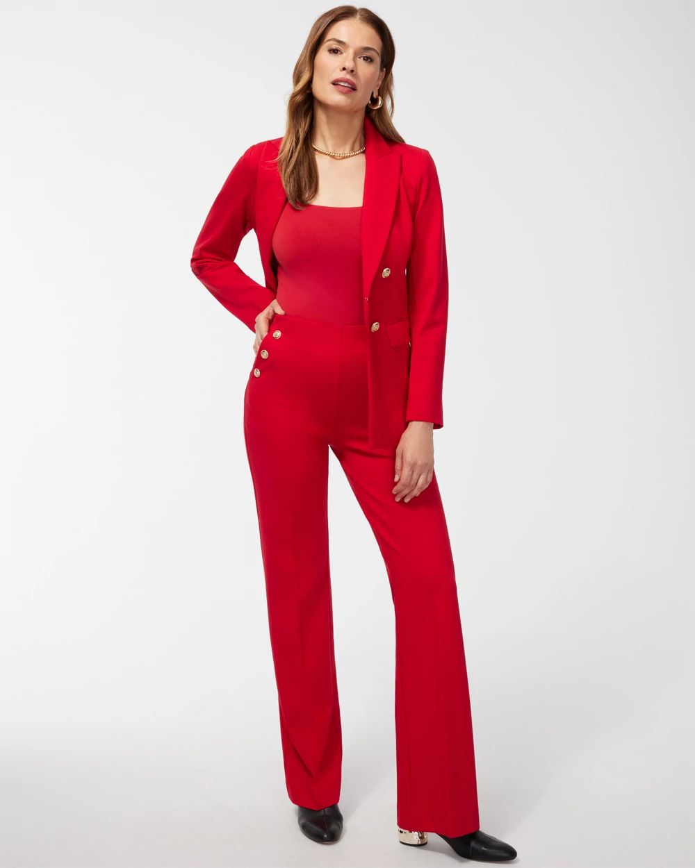 Ponte Button Flare Pants