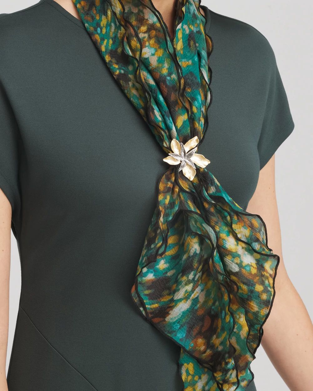 Chico's Originals Mixed Metal Flower Scarf Ring