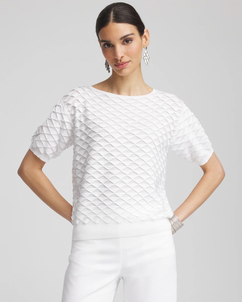 Metallic Bateau Neck Pullover Sweater