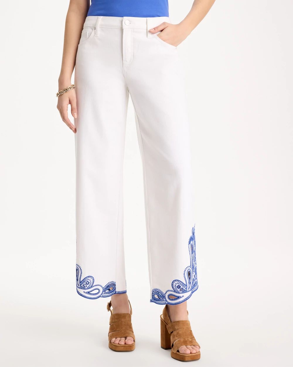 Girlfriend Wide-Leg Cutout Crop Jean