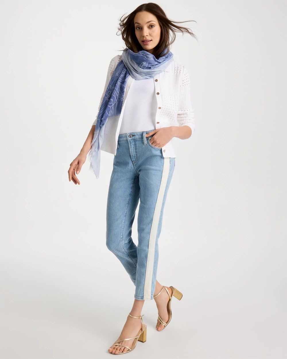 Girlfriend Ticking Stripe Crop Jeans click to view larger image.