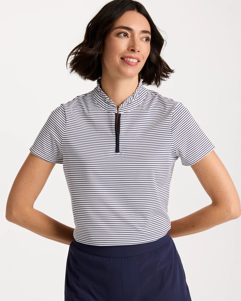 Zenergy® UPF Ruffle Striped Half Zip