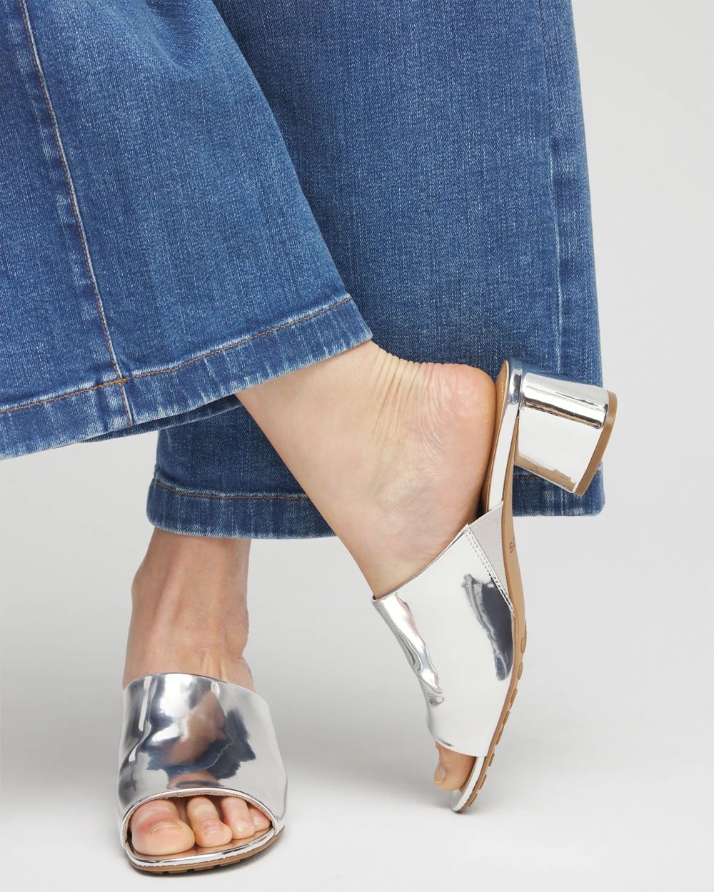 Metallic Faux Leather Mules