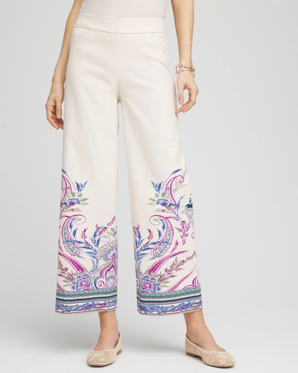 Brigitte™ Paisley Wide-Leg Cropped Pants