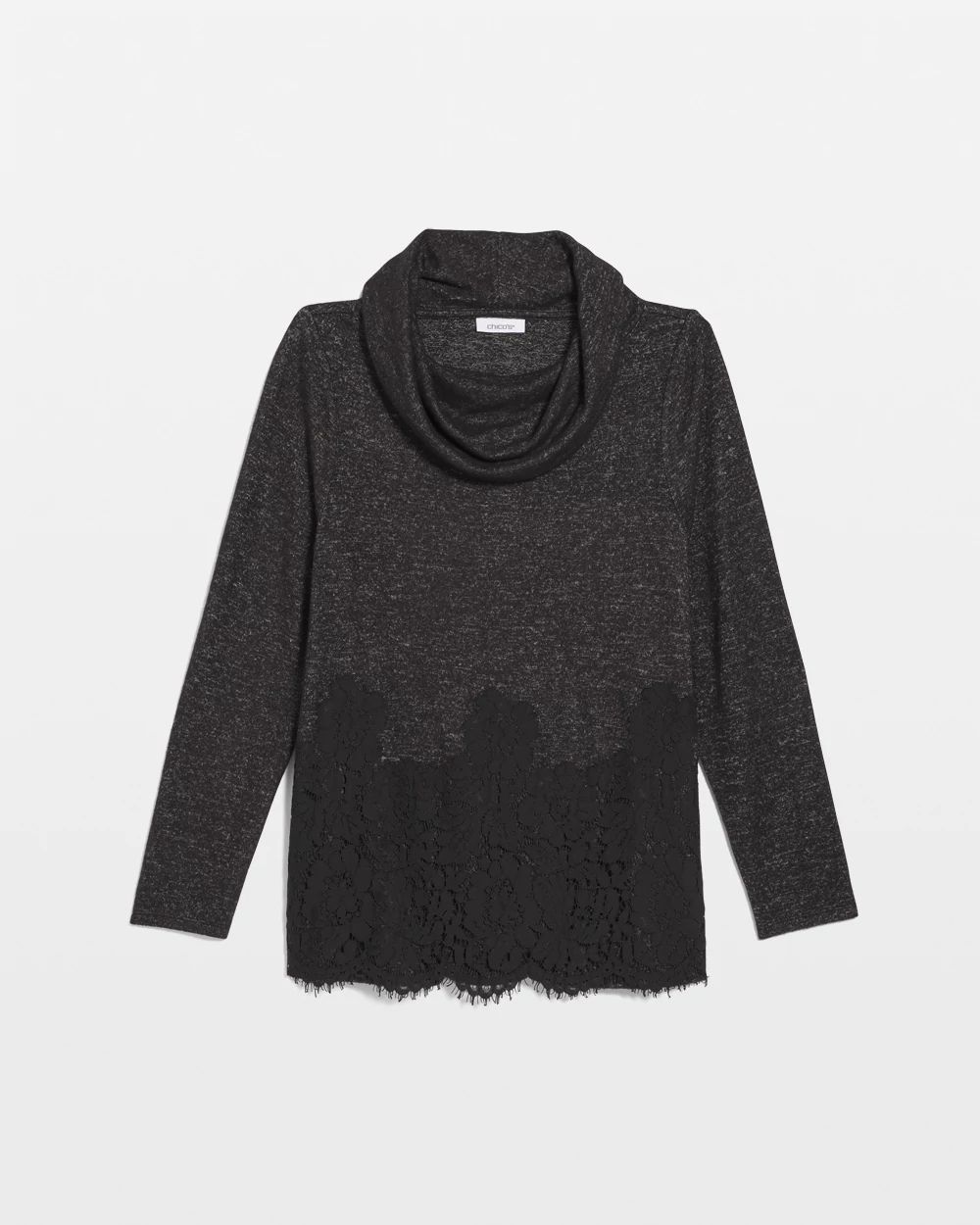 Lace Hem Cowlneck Top