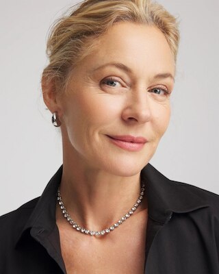 Silvertone Tennis Necklace click to view larger image.