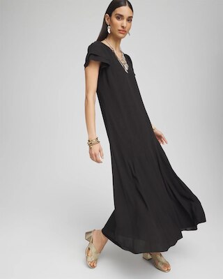 Crepe V-Neck Maxi Dress click to view larger image.