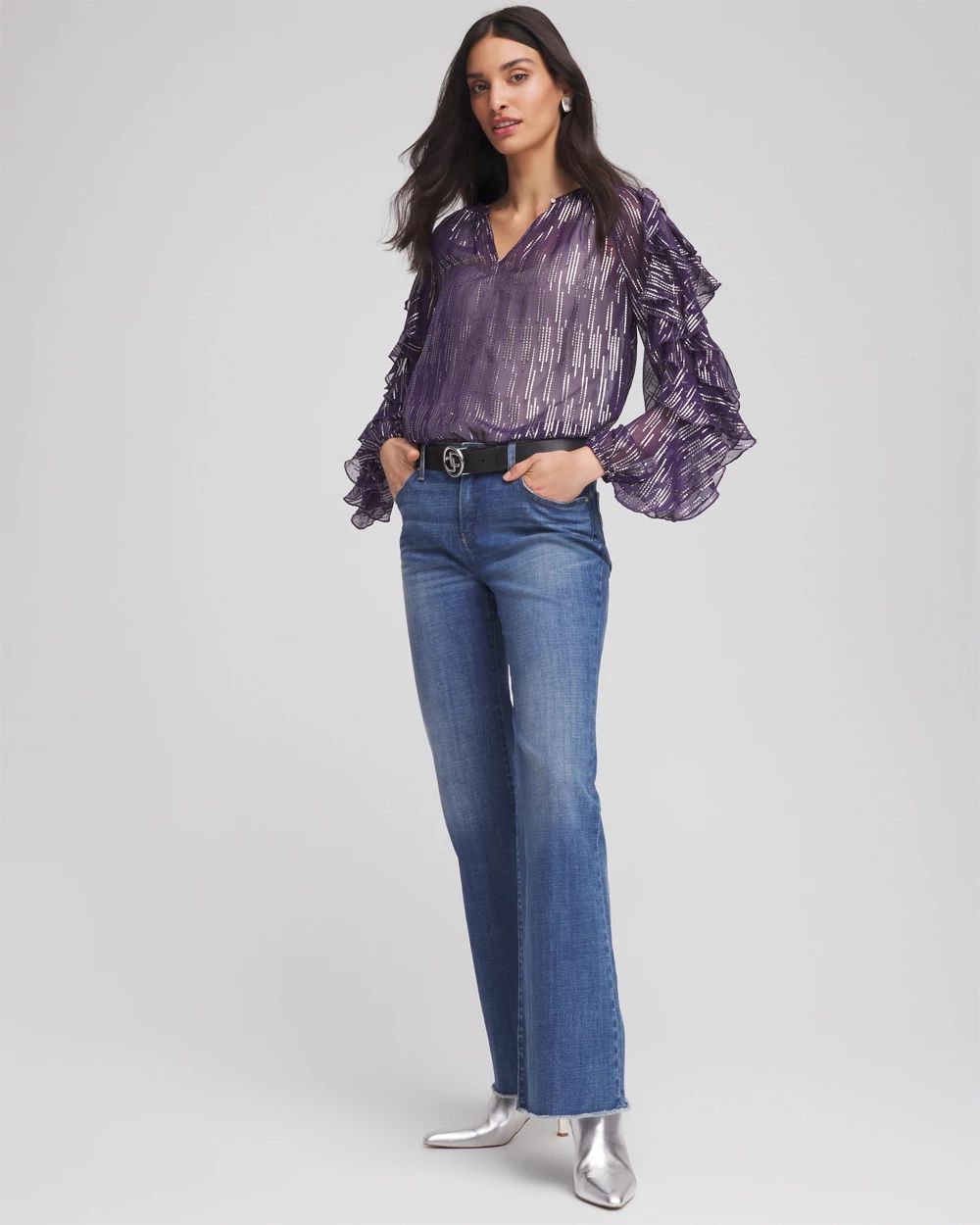 Georgette Ruffle Sleeve Blouse click to view larger image.