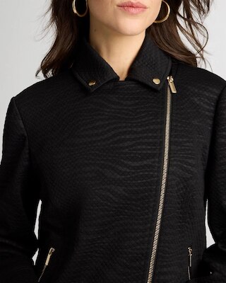 Embossed Knit Moto Jacket click to view larger image.