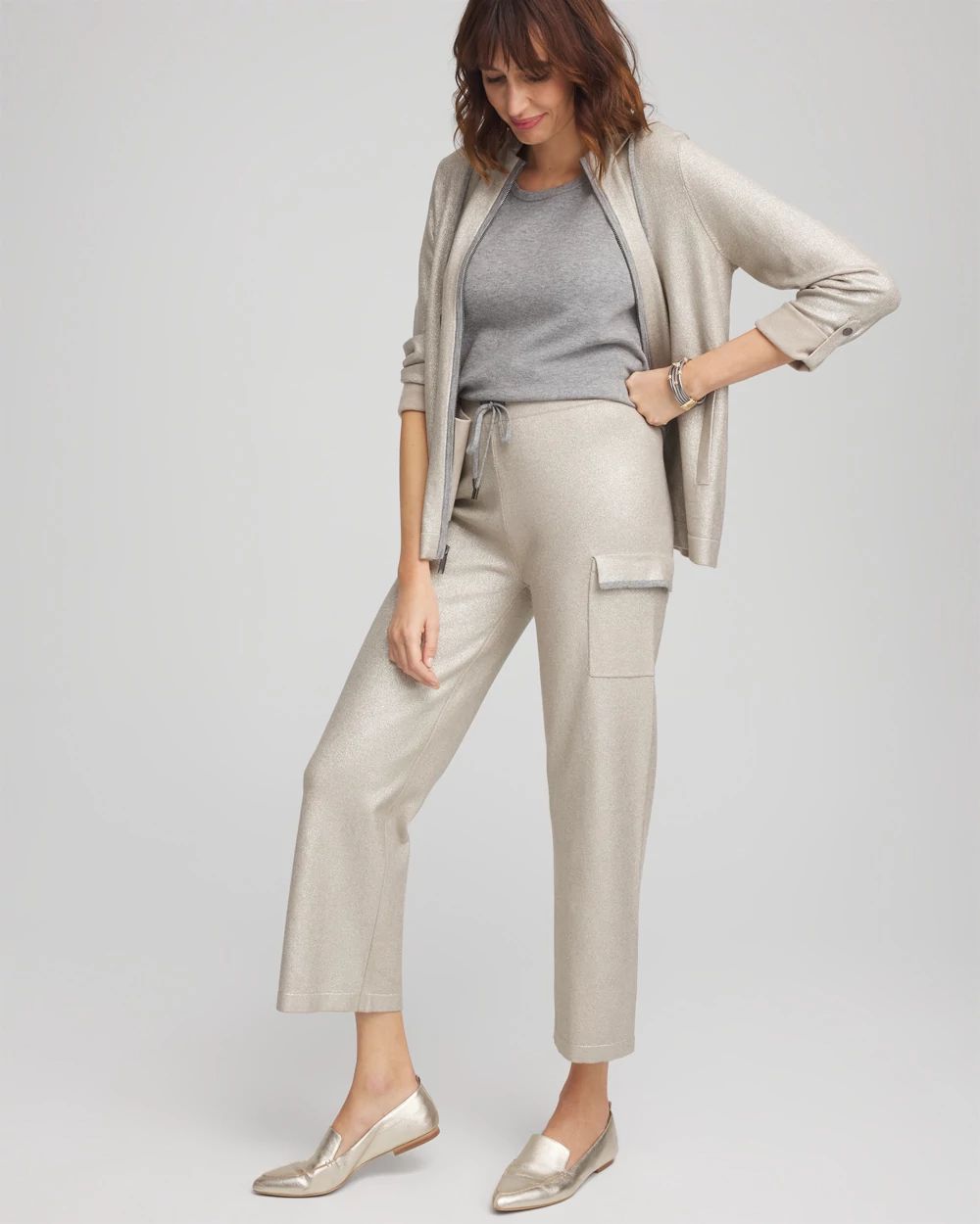 Zenergy® Luxe Foil Cashmere Blend Cargo Pants click to view larger image.