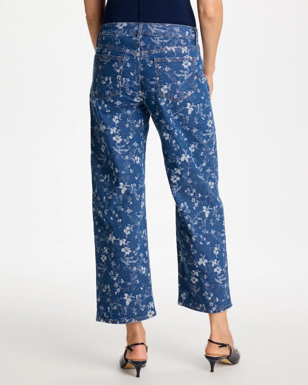 Girlfriend Wide Floral Crop Jean
