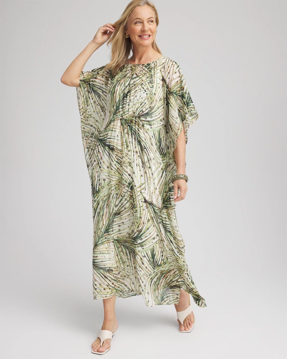 Crinkle-Chiffon Kaftan Dress