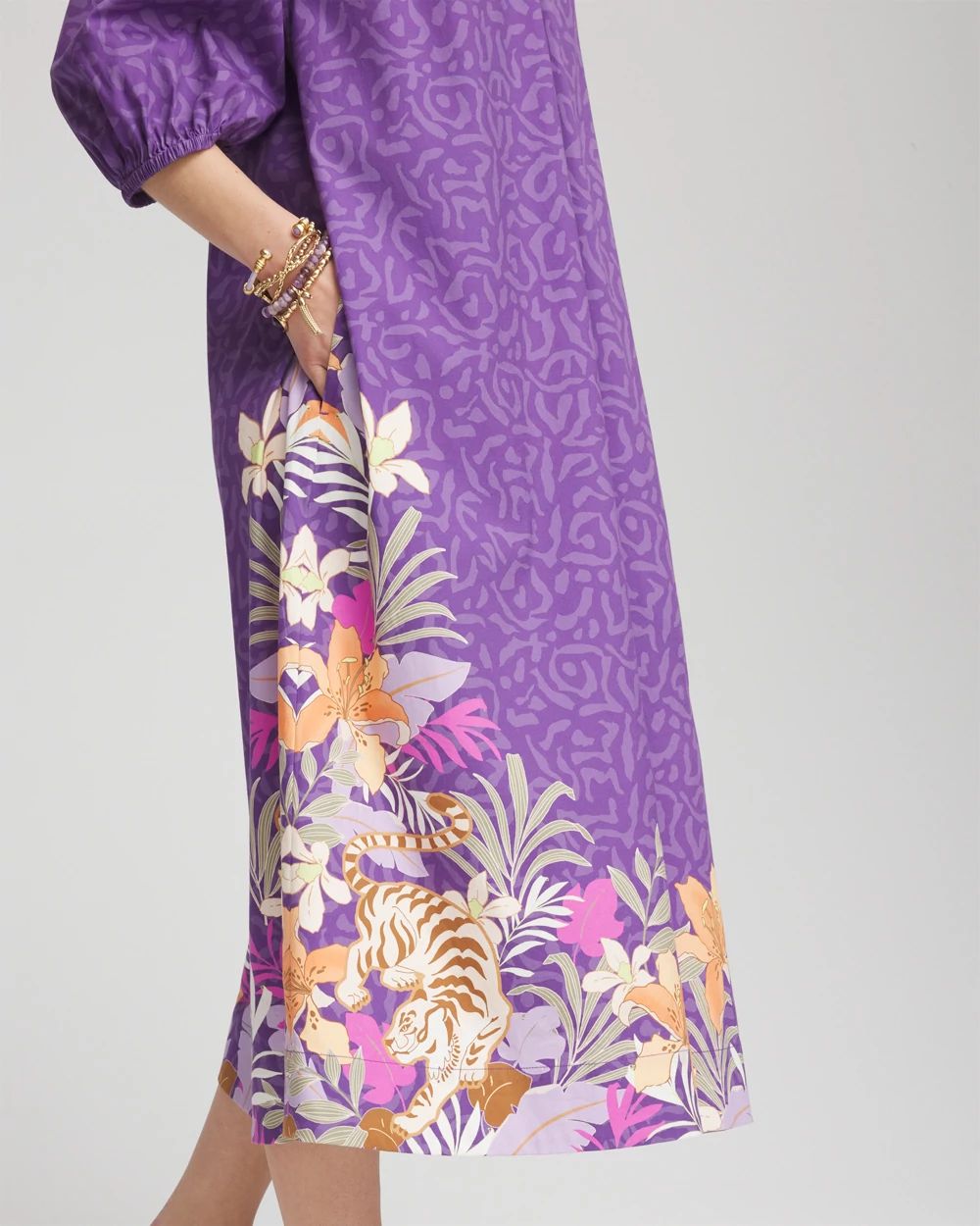 Floral Poplin Midi Day Dress