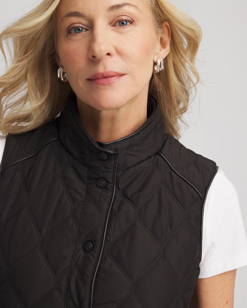 Rib Trim Quilted Vest