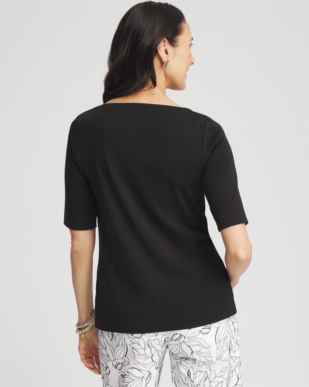 Pima Cotton Bateau-Neck Tee click to view larger image.