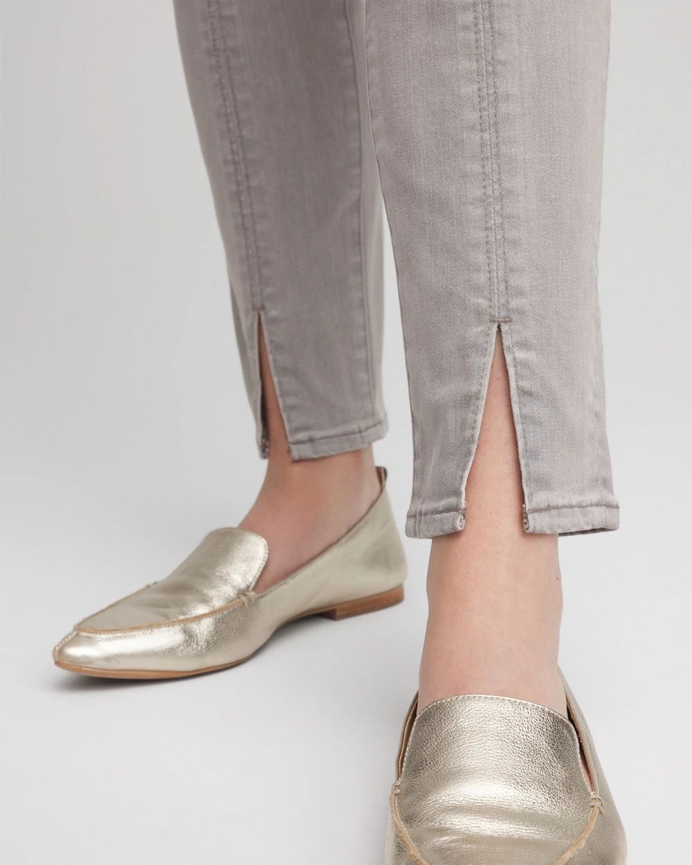 Petite Silver Pull-On Slim Ankle Jeggings