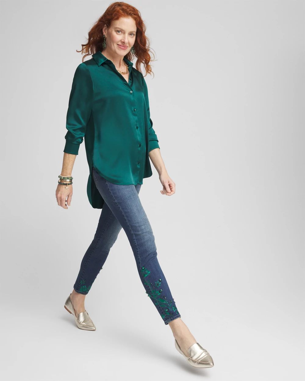 Emerald Jewel Pull-On Ankle Jeggings click to view larger image.