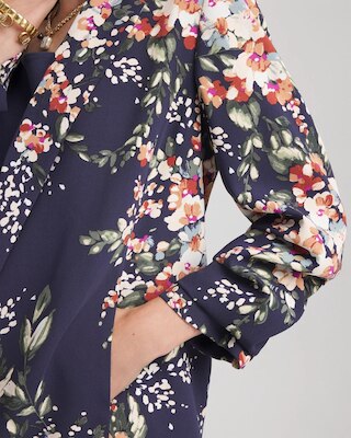 Floral Ruched Sleeve Blazer click to view larger image.