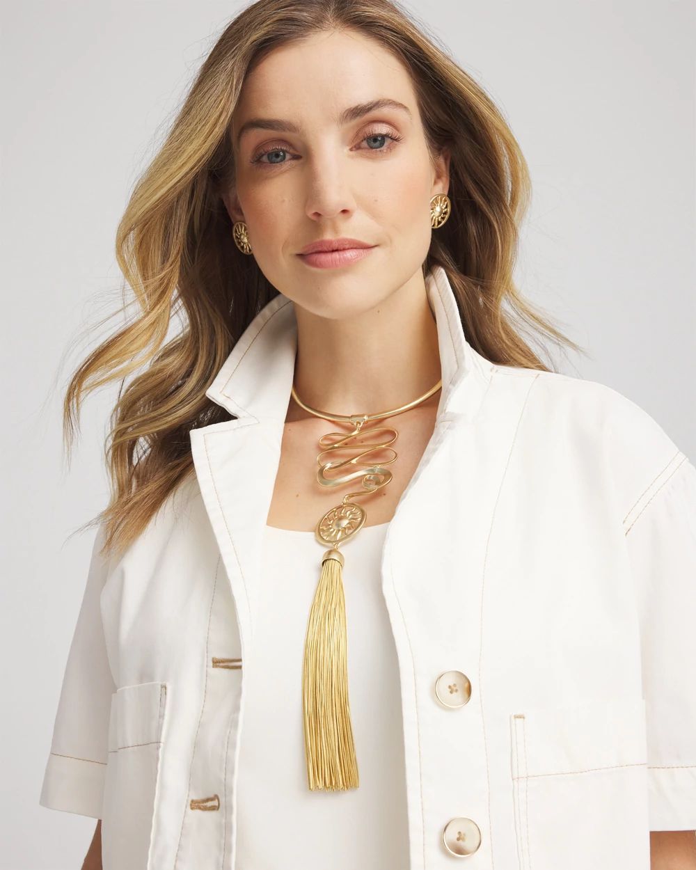 Twisted-Metal Tassel Statement Necklace