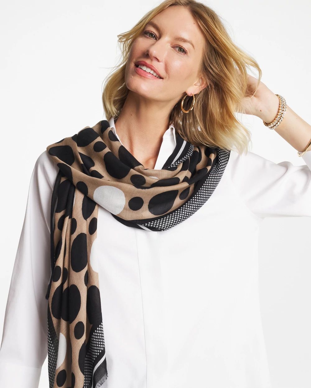 Global Dots Oblong Scarf click to view larger image.