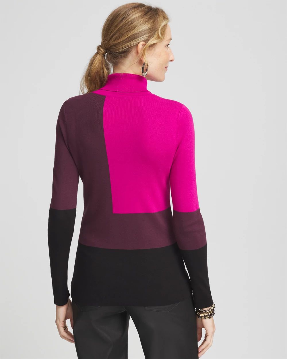 Ecovero™ Colorblock Turtleneck Pullover Sweater