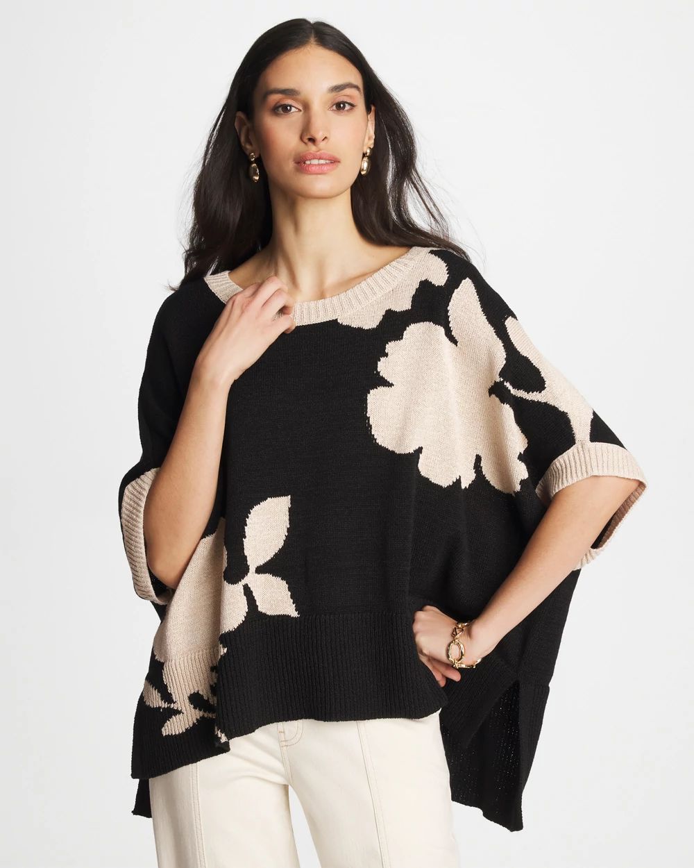 Kansai Bloom Intarsia Poncho