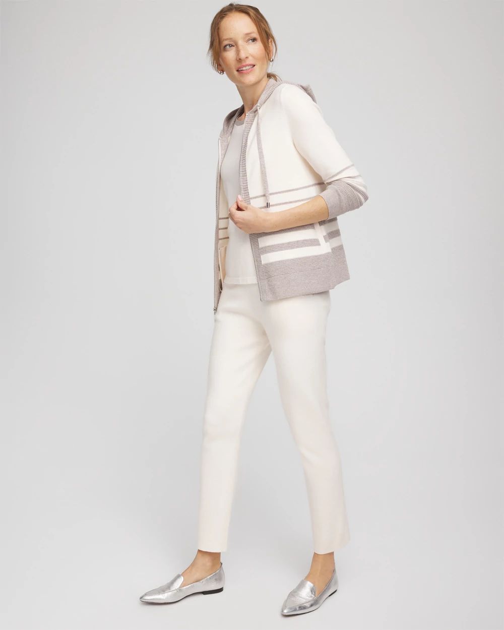 Zenergy® Luxe Metallic Striped Sweater click to view larger image.