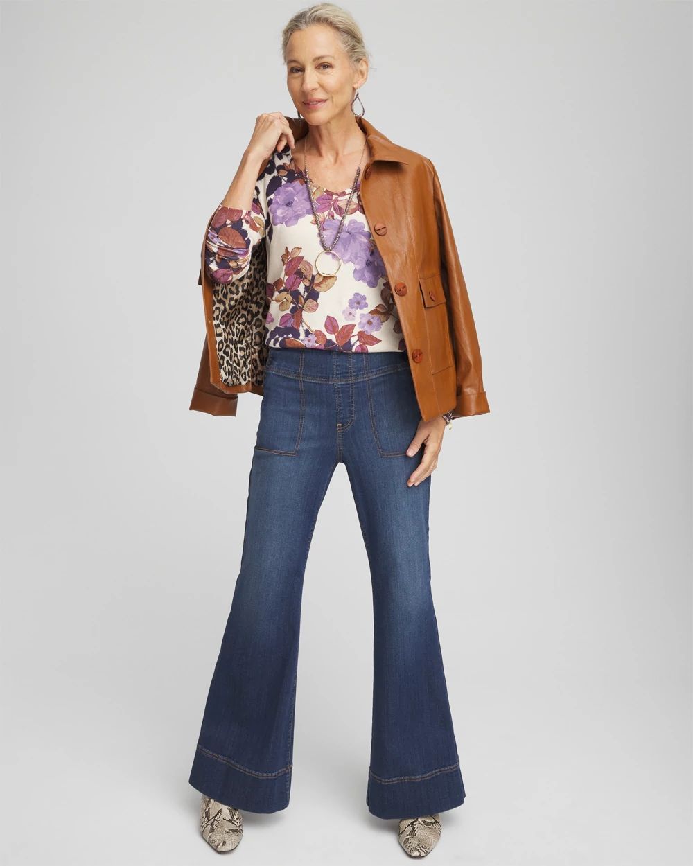 Floral V-Neck Pullover click to view larger image.