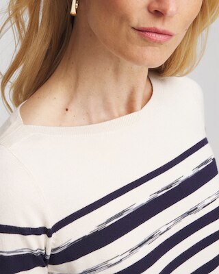 Ella Striped Bateau Pullover Sweater click to view larger image.