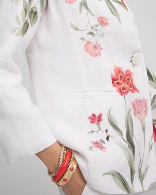 Floral Linen Non-Stretch Blazer click to view larger image.