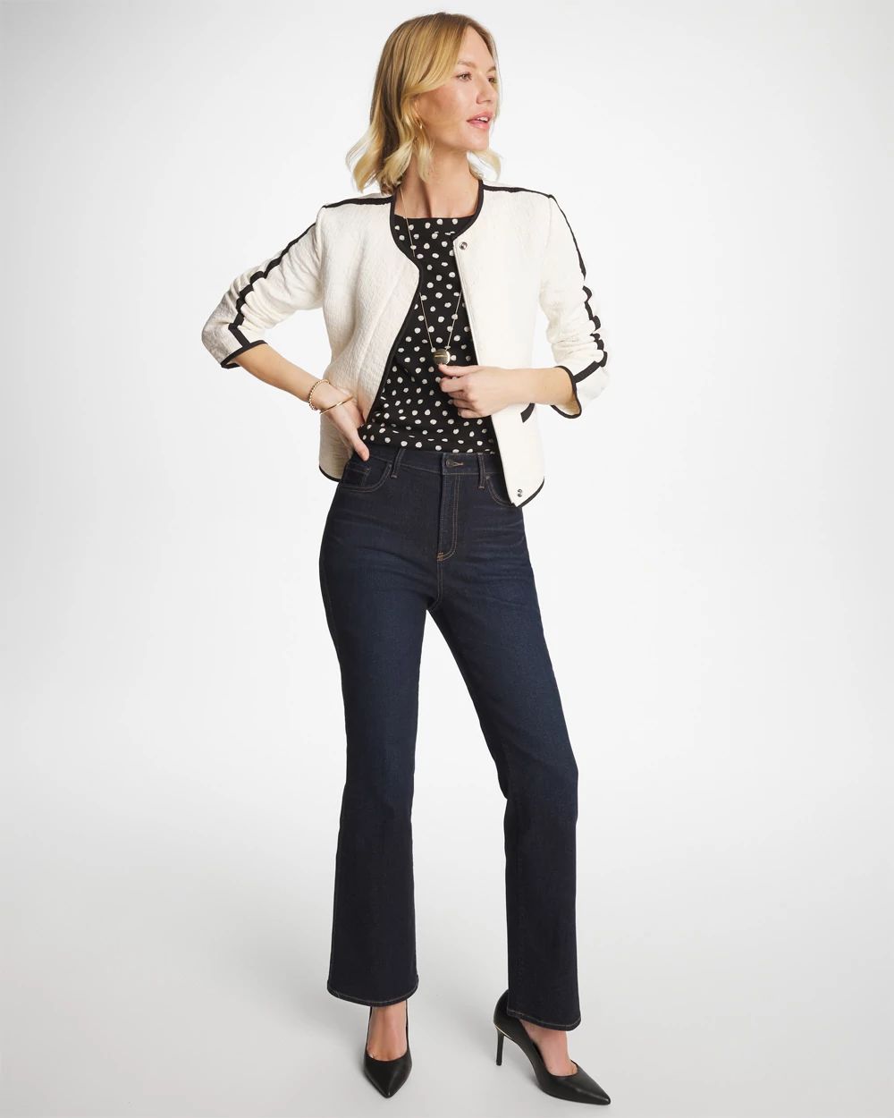 Collarless Quilted Box Jacket click to view larger image.