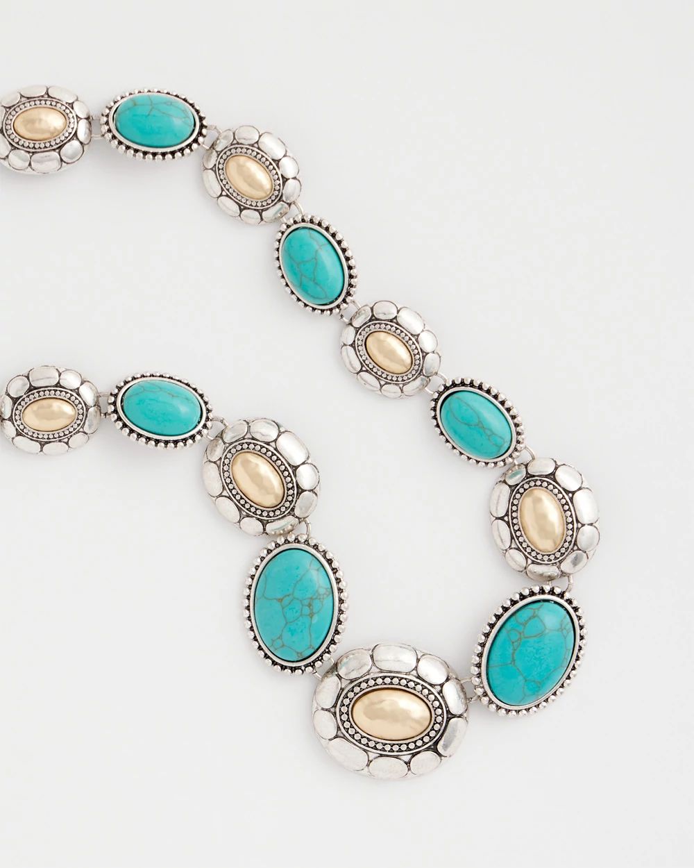 Turquoise Mixed Metal Collar Necklace click to view larger image.