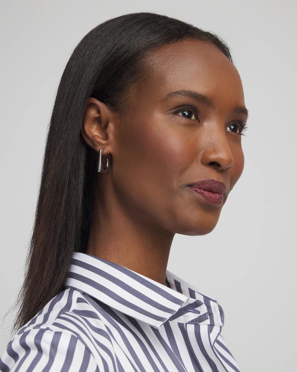 No Droop® Silver Tone Square Hoops