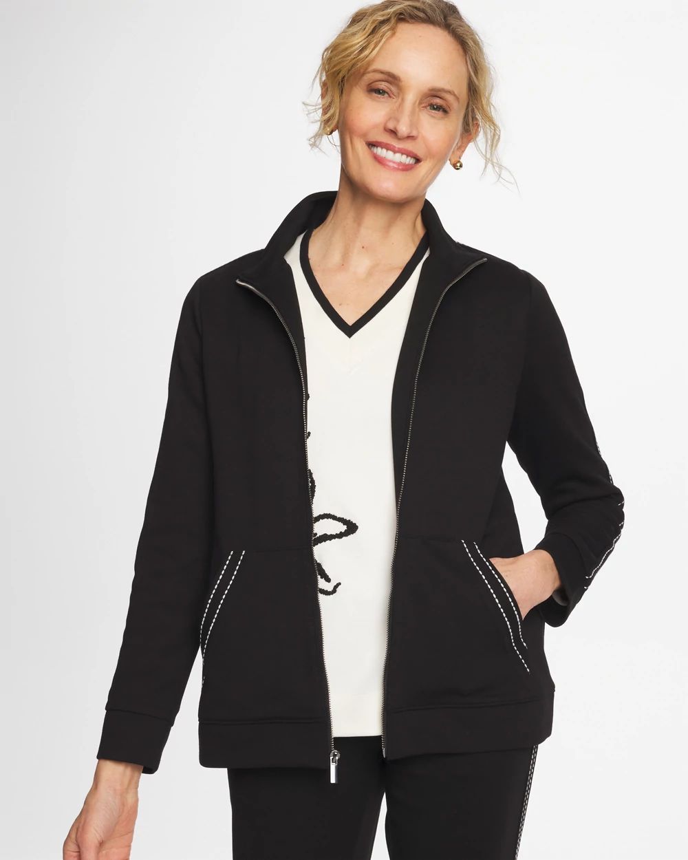 Zenergy® Double-Knit Pick Stitch Jacket