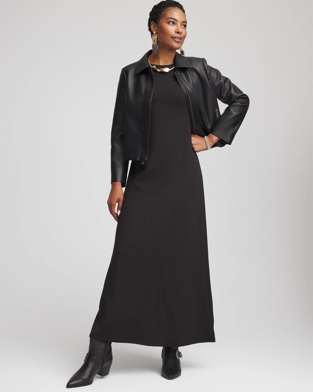 Dolman-Sleeve Ponte  Maxi Dress