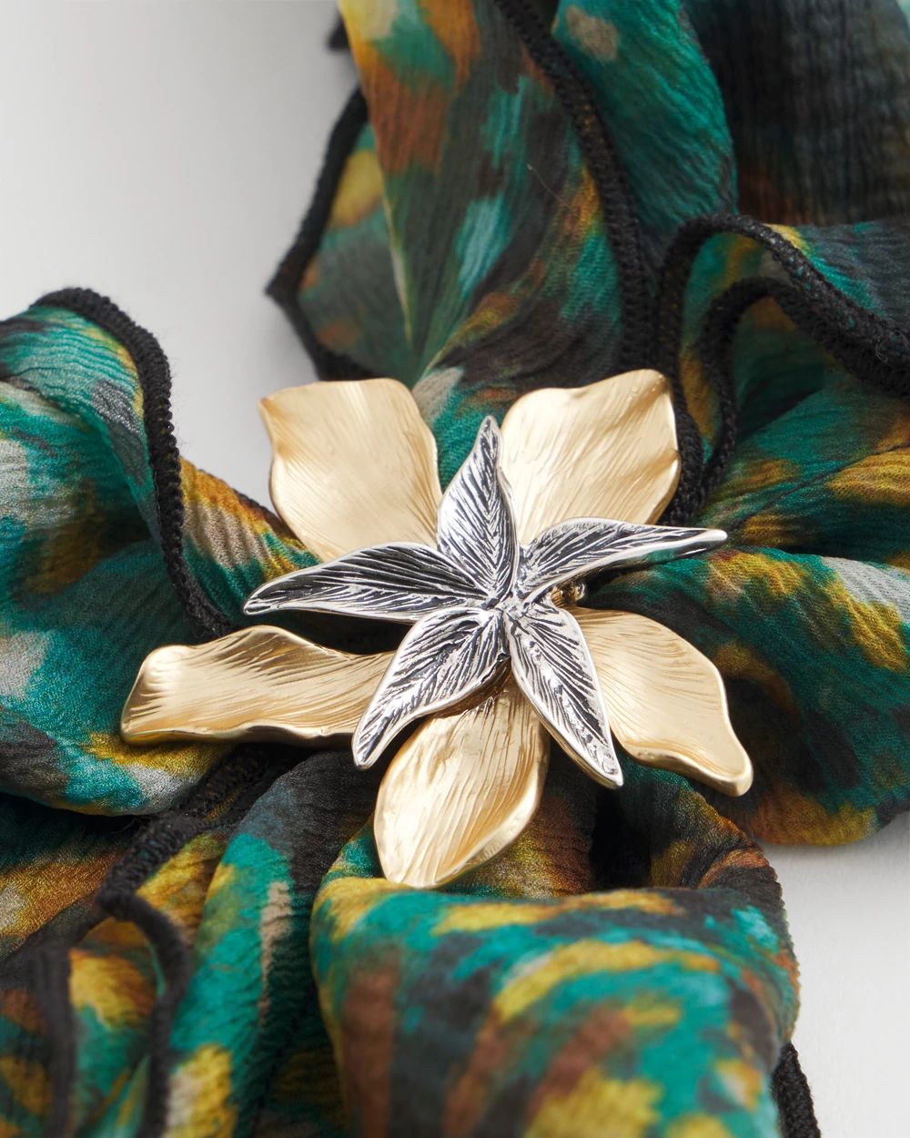 Chico's Originals Mixed Metal Flower Scarf Ring