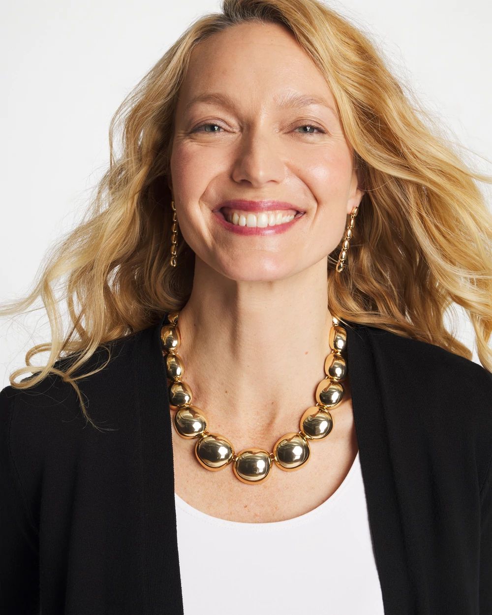 Gold Pebble Collar Necklace click to view larger image.