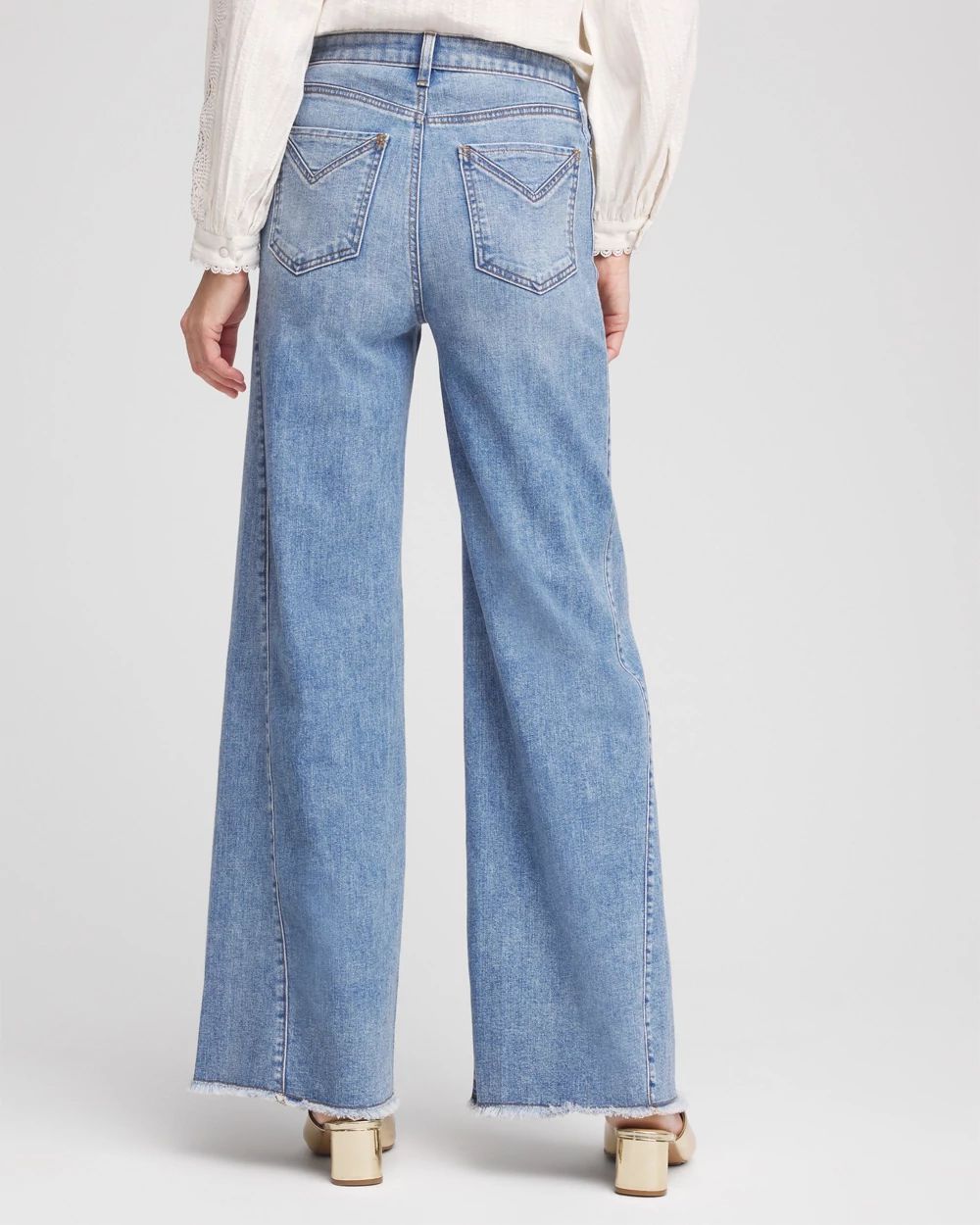 High-Rise Wide-Leg Frayed Jeans