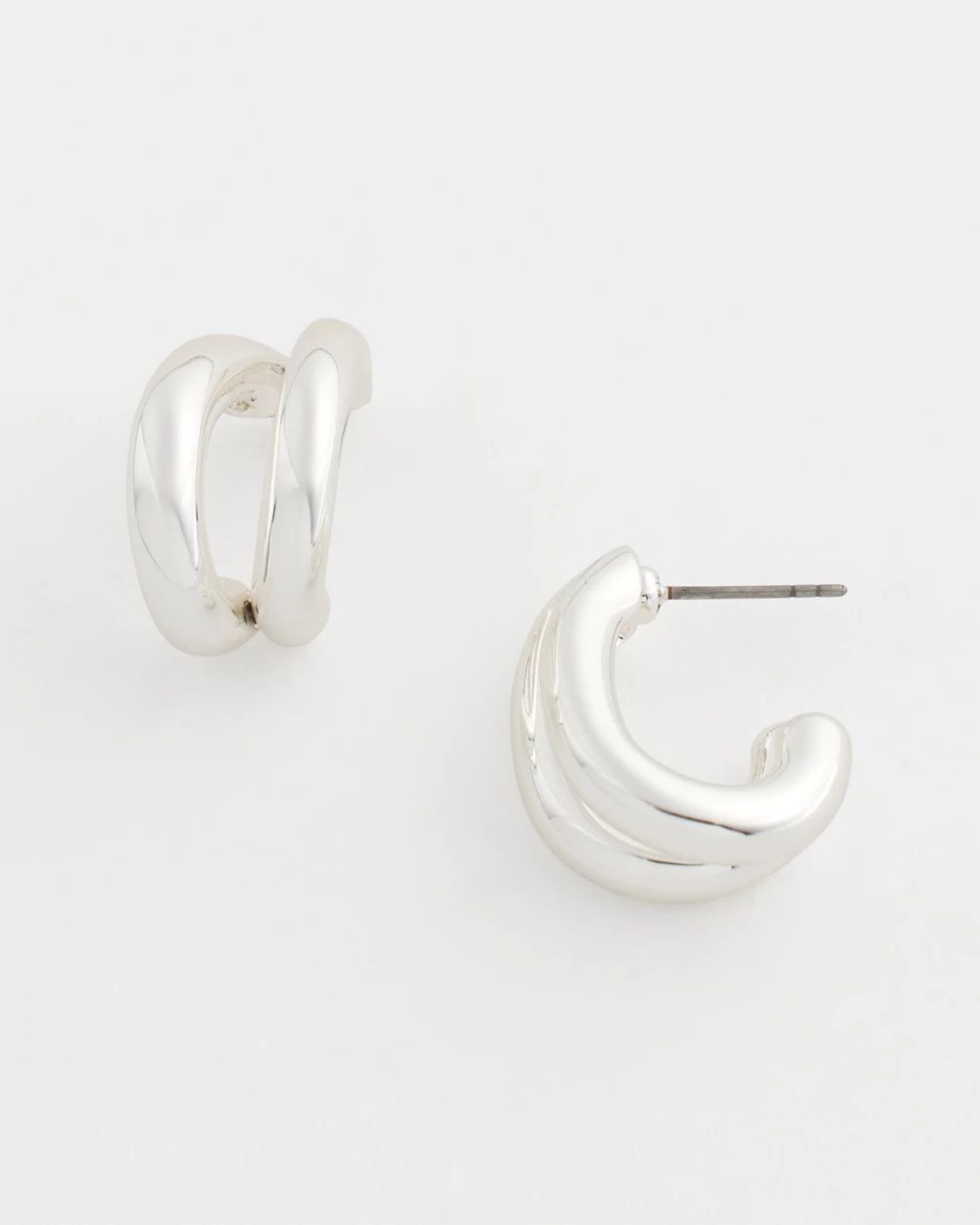 Silver Double Mini Hoop Earrings