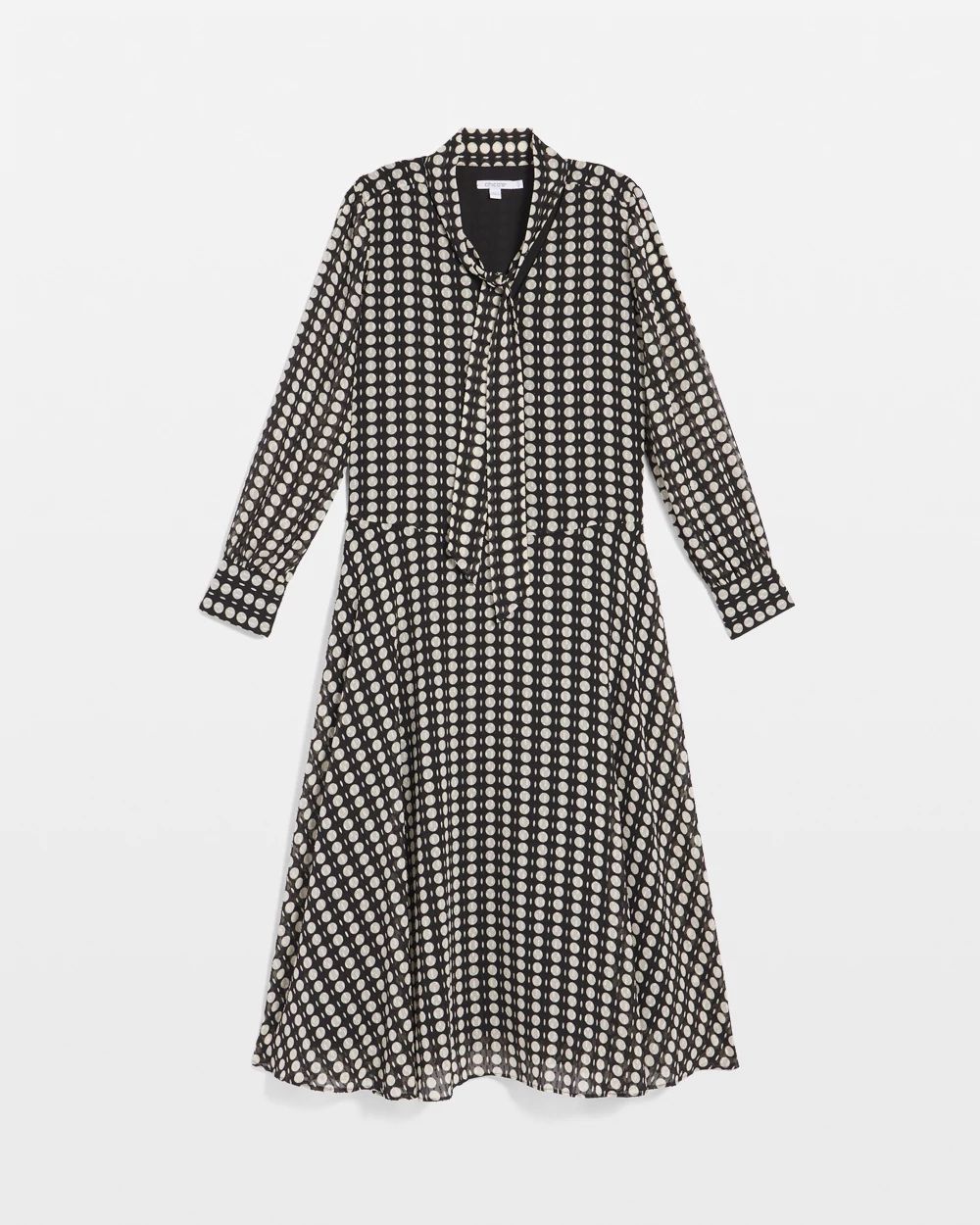 Chiffon Clip-Dot Tie-Neck Dress click to view larger image.