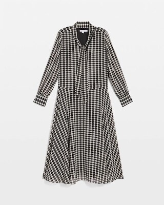 Chiffon Clip-Dot Tie-Neck Dress click to view larger image.
