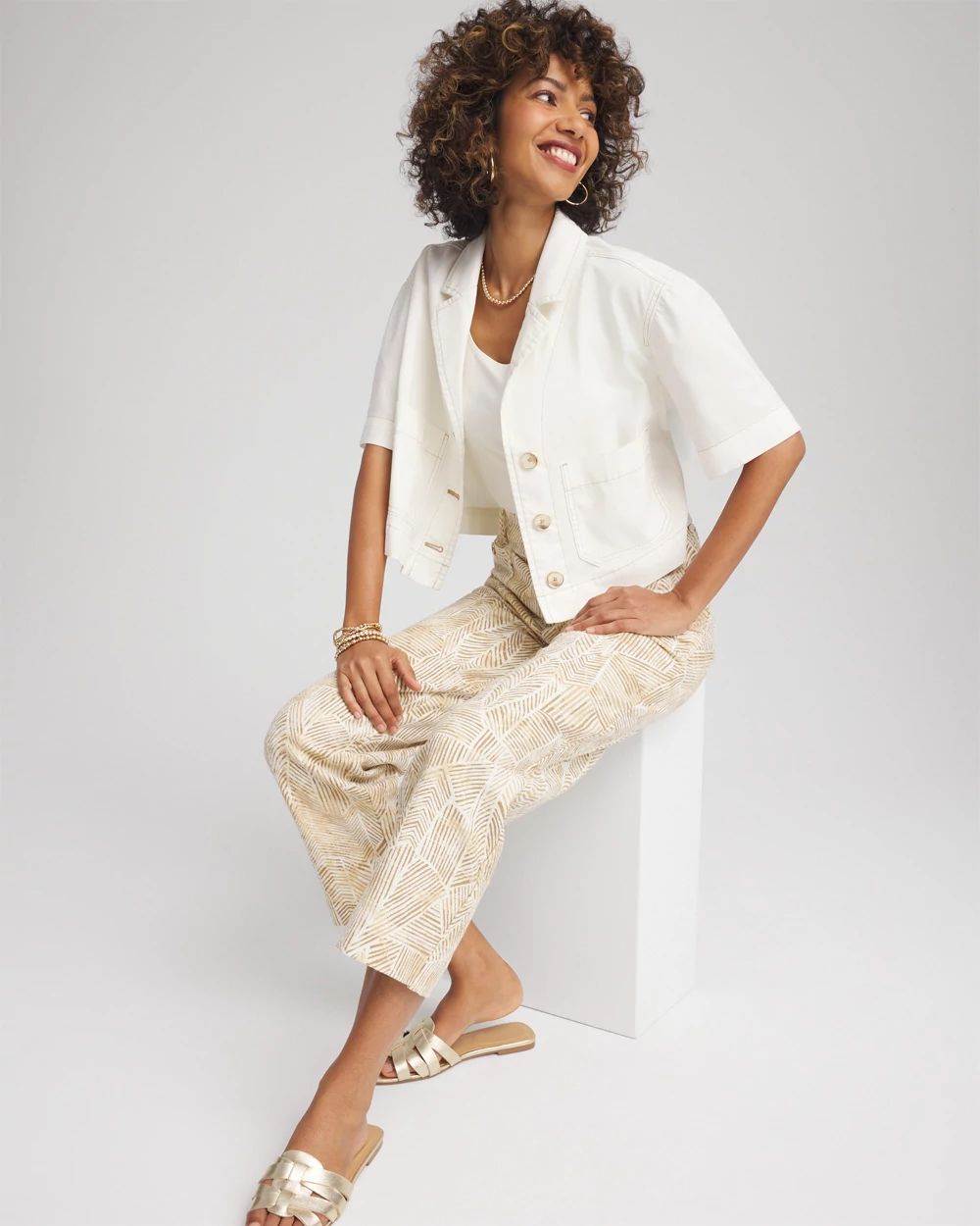 Soft-Stretch Short Cotton Shacket click to view larger image.