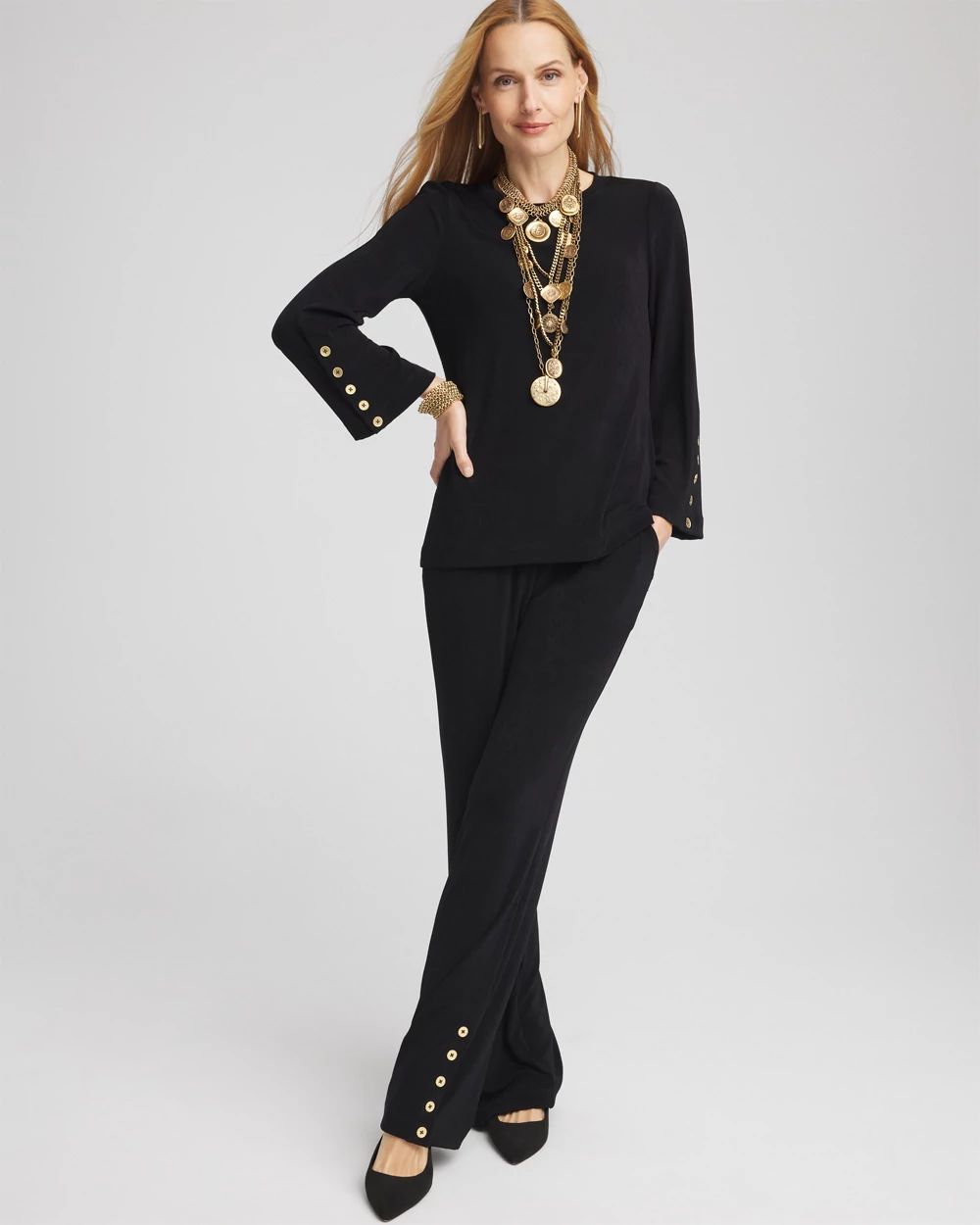 Travelers™ Button Bell Sleeve Top click to view larger image.