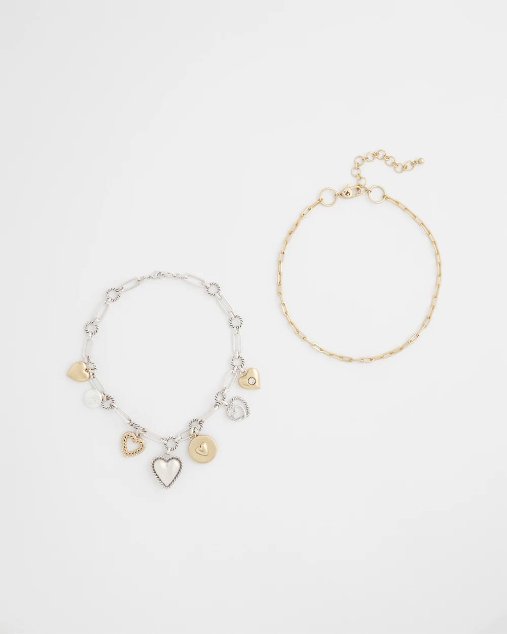 Mixed Metal Heart Charm Necklace