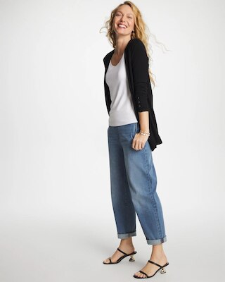 Pull-On Boyfriend Cropped Jeans click to view larger image.