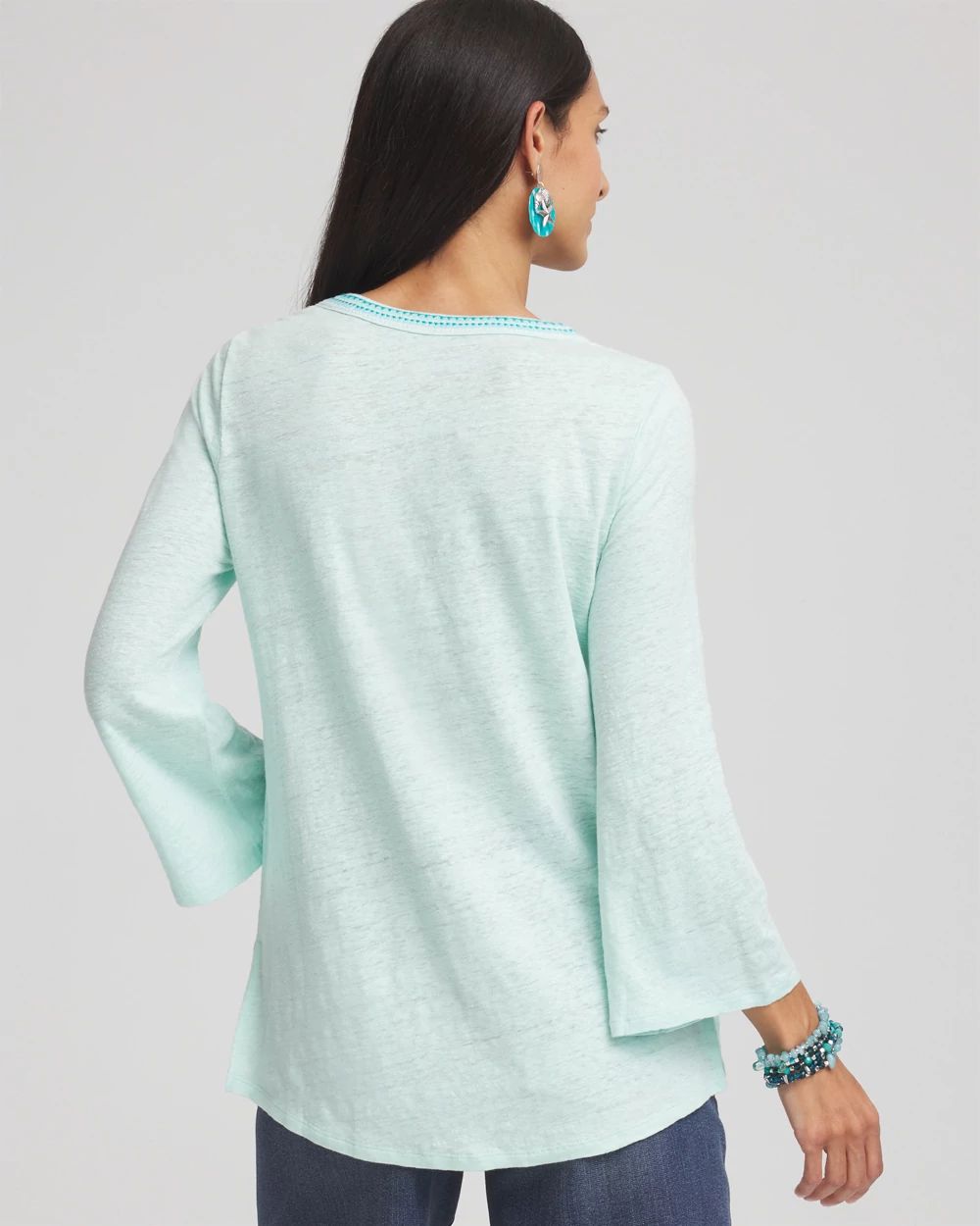 Linen Embroidered V-Neck Tunic