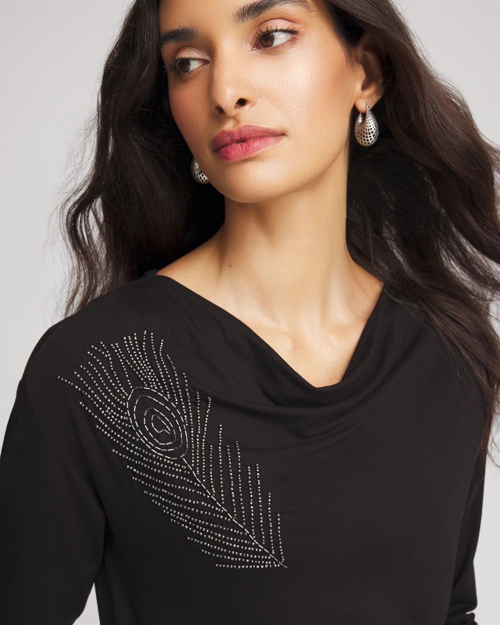 Embellished Cowlneck Dolman Tee click to view larger image.