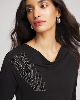 Embellished Cowlneck Dolman Tee click to view larger image.