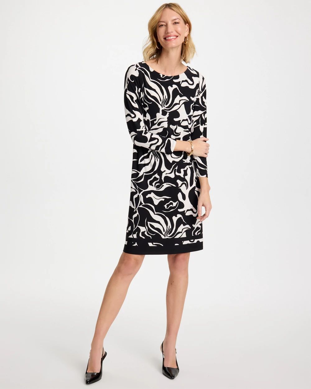 Jersey Knit Boatneck Shift Dress